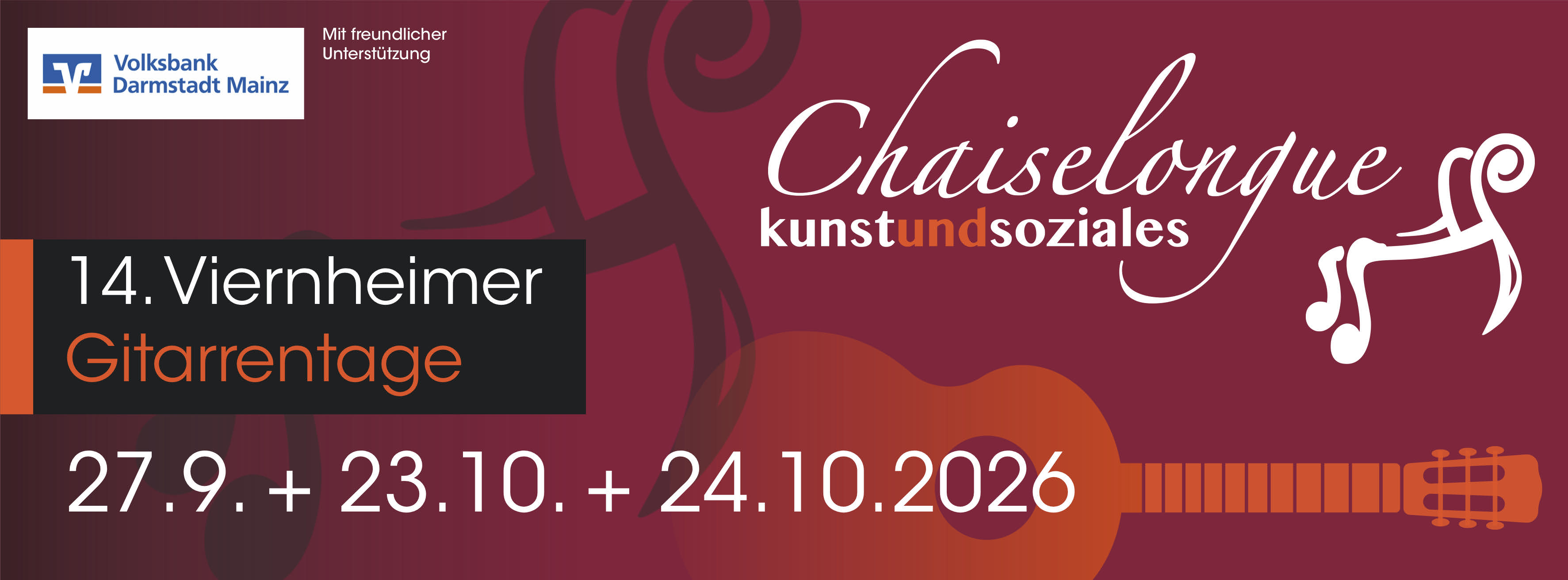 14. Viernheimer Gitarrentage 27.9. + 23.10. + 24.10.2026
